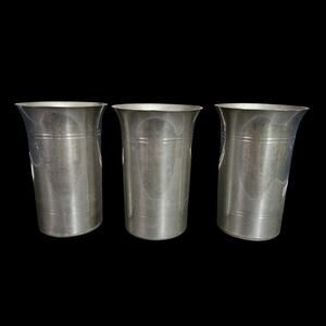 Vintage Solid Pewter Drinking Tumblers Set of 3 – 4.5" Cups